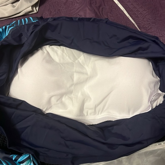 New ABALAGU swimsuit navy blue with built in Bralette. Boyfriend style bottoms - Picture 6 of 8